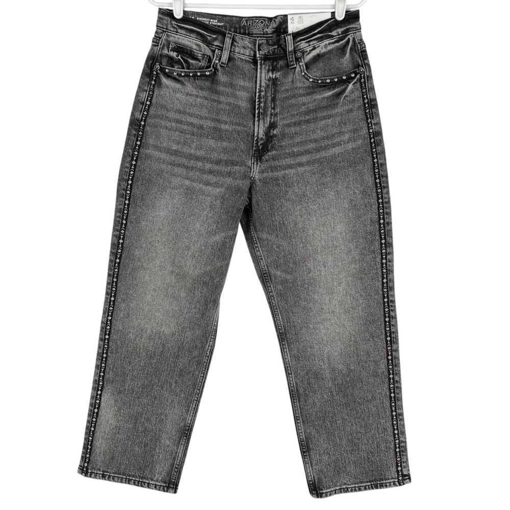 Arizona Jean Women's Black Jeans Size 11 Vintage Straight High-Rise Studded NWT